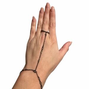 Henri Bendel Black Hand Chain Ring